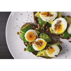 Hard-boiled egg and avocado topping