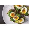 Hard-boiled egg and avocado topping